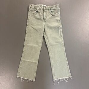 Frayed Hem Light Green Jeans